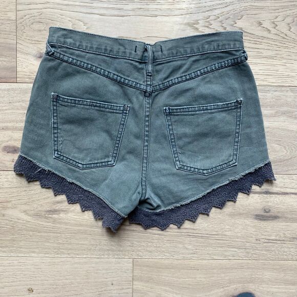 Free People black denim short with lace hem - Picture 2 of 4